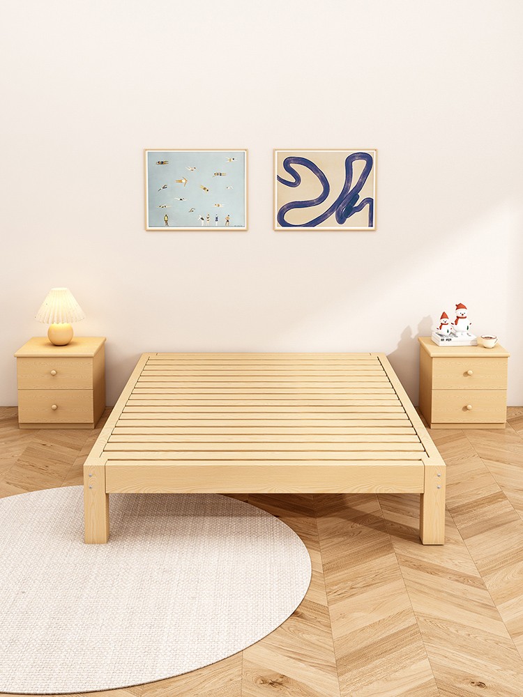 榻榻米床架实木床板无床头单人床排骨架床架子双人床家用出租房床