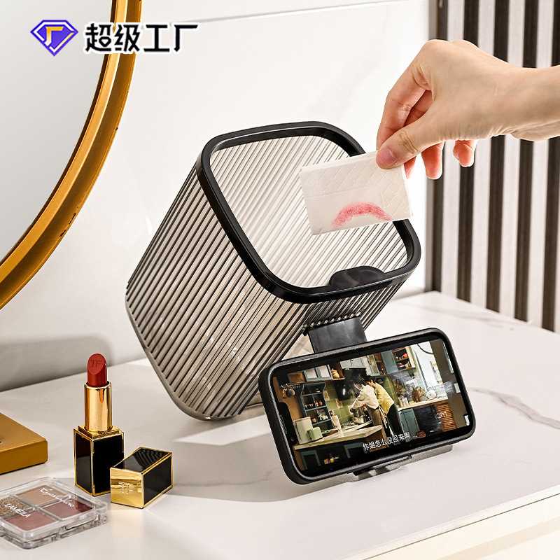 桌面垃圾桶可爱小号家用客厅无盖高颜值迷你轻奢办公室现代简约in