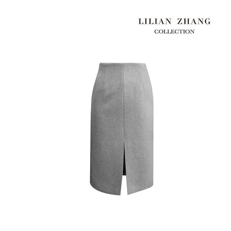 LILIAN ZHANG冬日羊毛前开衩中长半身裙高腰职业气质春夏 2103037-封面