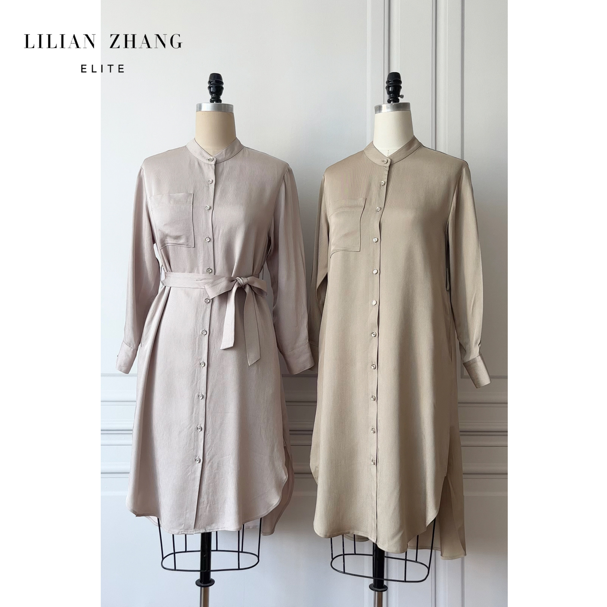 聚酯显瘦纯色LILIANZHANG中长裙图片