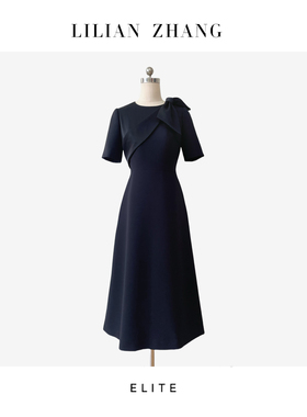 E系列-定制—轻礼服—优雅绽放—黑天鹅蝴蝶结连衣裙 2401153