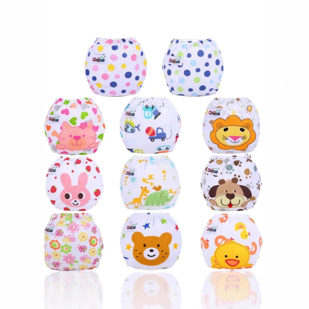 婴儿布尿裤薄款网格款印花按扣尿布兜宝宝透气可调节尿布兜1-3岁
