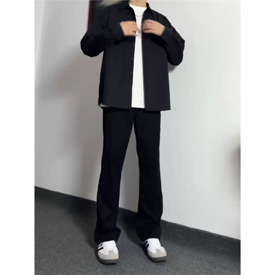 黑色牛仔裤男女款显瘦直筒休闲
