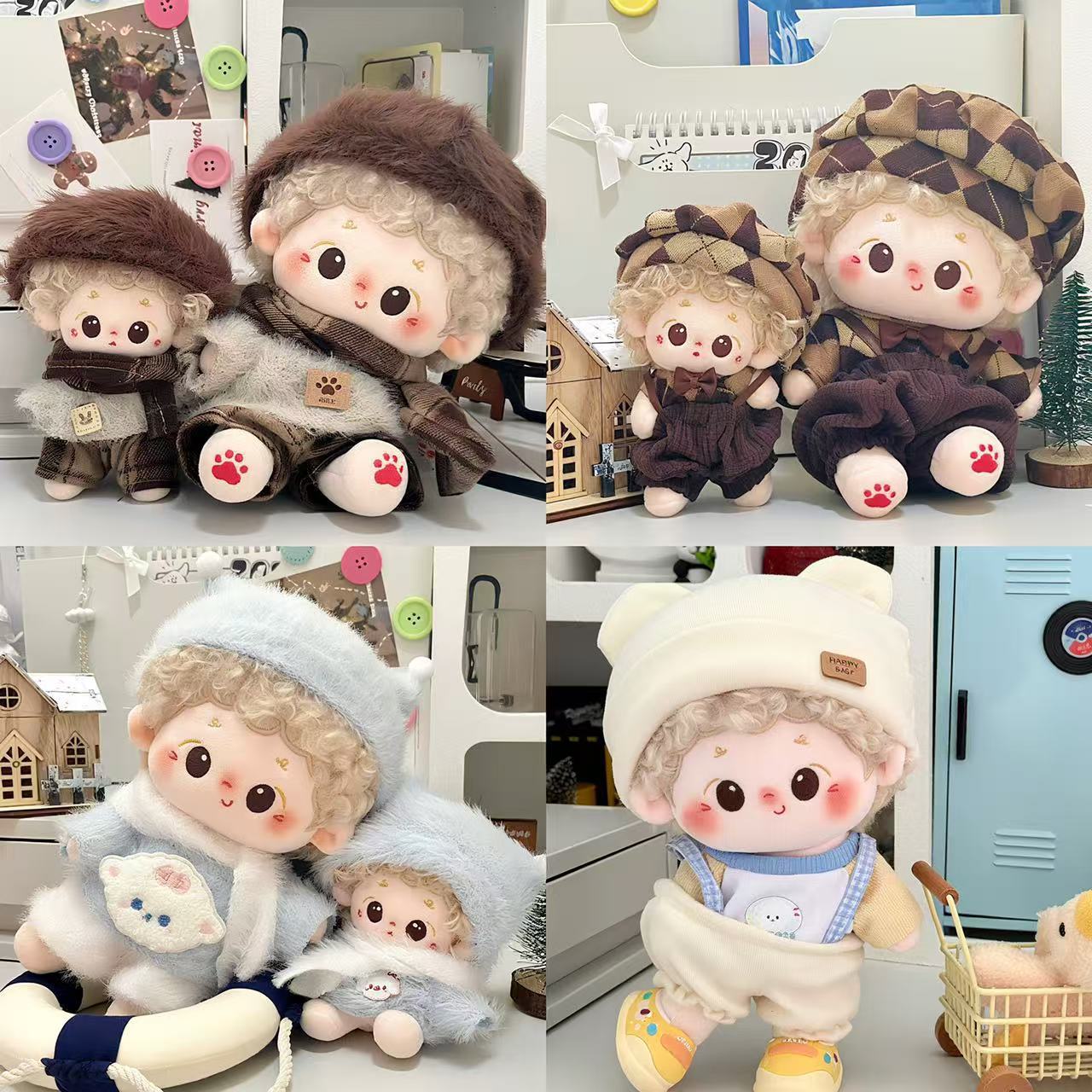 20cm10厘米可爱秋冬正版现货棉花娃娃衣服毛绒玩偶娃衣套装冬天