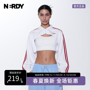 女士短款 NERDY2023春夏新品 甜美性感波列罗舞撞色边卫衣上衣外套