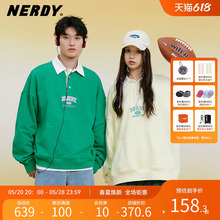 NERDY2023年春季新款情侣卫衣polo领男女同款宽松休闲外套上衣潮