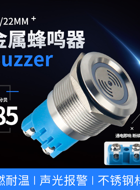 金属闪光蜂鸣器16/19/22mm指示灯24v带灯12v声光报警器防水断续声