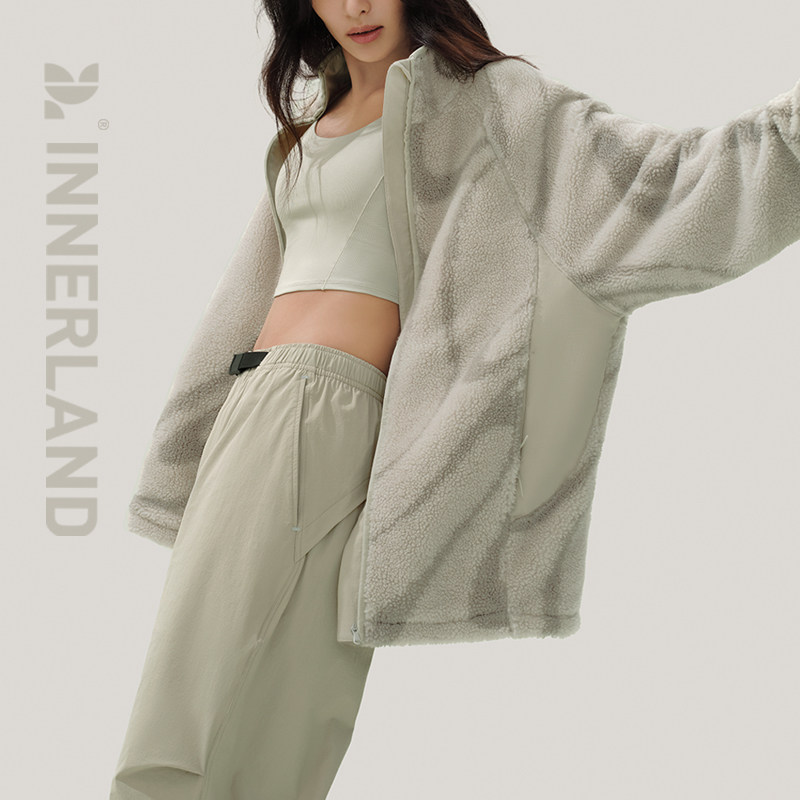 INNERLAND羊羔绒中性保暖休闲运动外套夹克棉服男女情侣款简约风