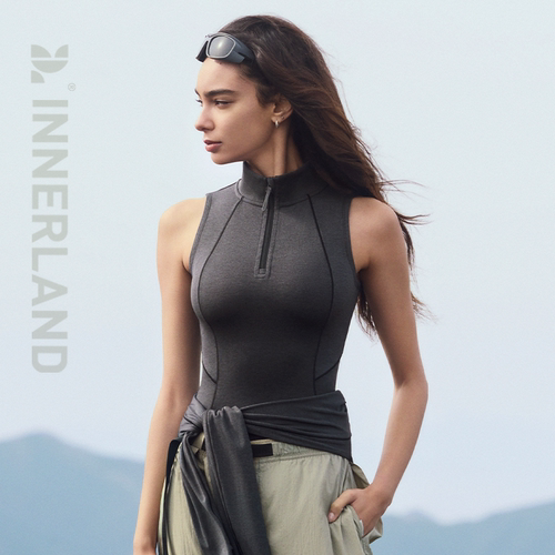INNERLAND罗纹修身运动背心带兜