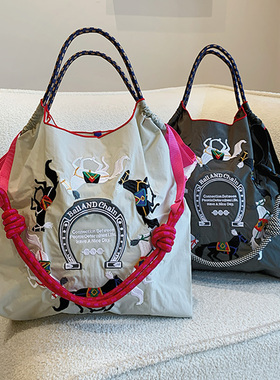 ballchain万里马刺绣购物袋日系大容量斜挎帆布包手提尼龙环保袋