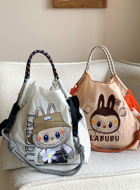 新款夏季bubu刺绣购物袋尼龙ballchain环保可爱百搭单肩斜挎包