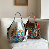 日系ball chain刺绣BC花园环保购物袋斜挎帆布包女百搭单肩通勤包