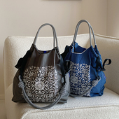 单肩斜挎包 时尚 日系ball chain藤花刺绣购物袋小众尼龙环保袋新款