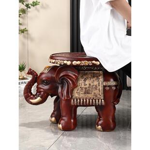 招财大象穿鞋凳彷木客厅装饰创意摆件家用进门处换鞋凳落地大摆件