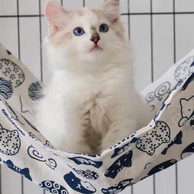 猫笼吊床帆布挂式可调节猫秋千宠物铁笼带挂钩可用晒太阳猫咪吊床