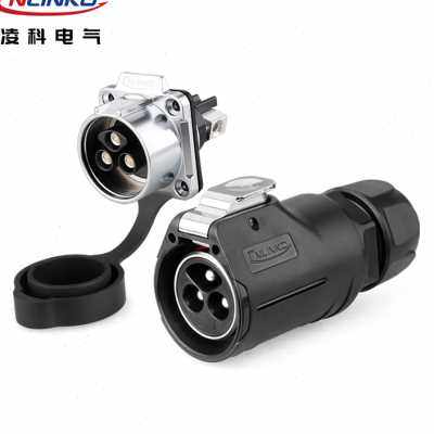 凌科免焊接M28航空插头2芯3芯50A电源快速充电螺丝接线防水连接器