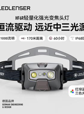 德国莱德雷神HF6R头灯强光超亮可变焦户外徒步登山夜跑钓鱼长续航