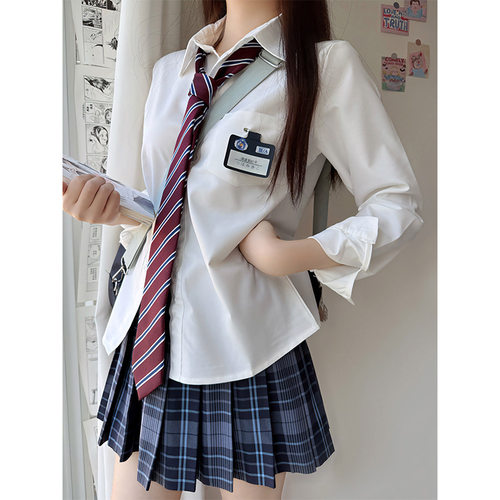 正版日系白色jk衬衫甜美宽松长短袖衬衣tr面料女夏百搭校供学院风