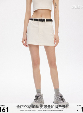 SEGI原创设计夏季新款美式复古白色短裙女辣妹高腰纯棉半身包臀裙