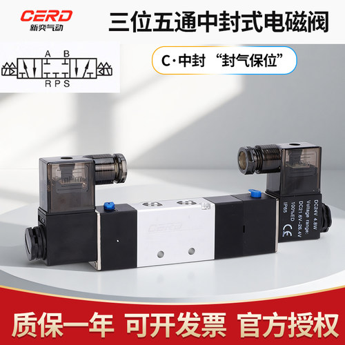 CERD新奕气动三位五通电磁阀