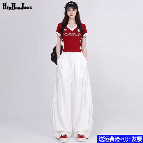 hiphop街舞演出服女夏新款练功服广场舞爵士舞女团舞台打歌服套装