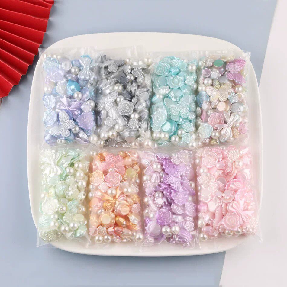 彩色巴洛克混合蝴蝶玫瑰花手工花diy手机壳头饰发夹饰品配件材料