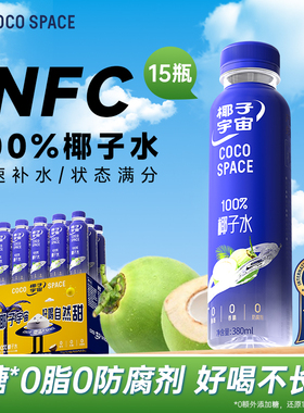 禅宝椰子宇宙100%椰子水天然电解质NFC椰青果汁饮料400ml15瓶整箱