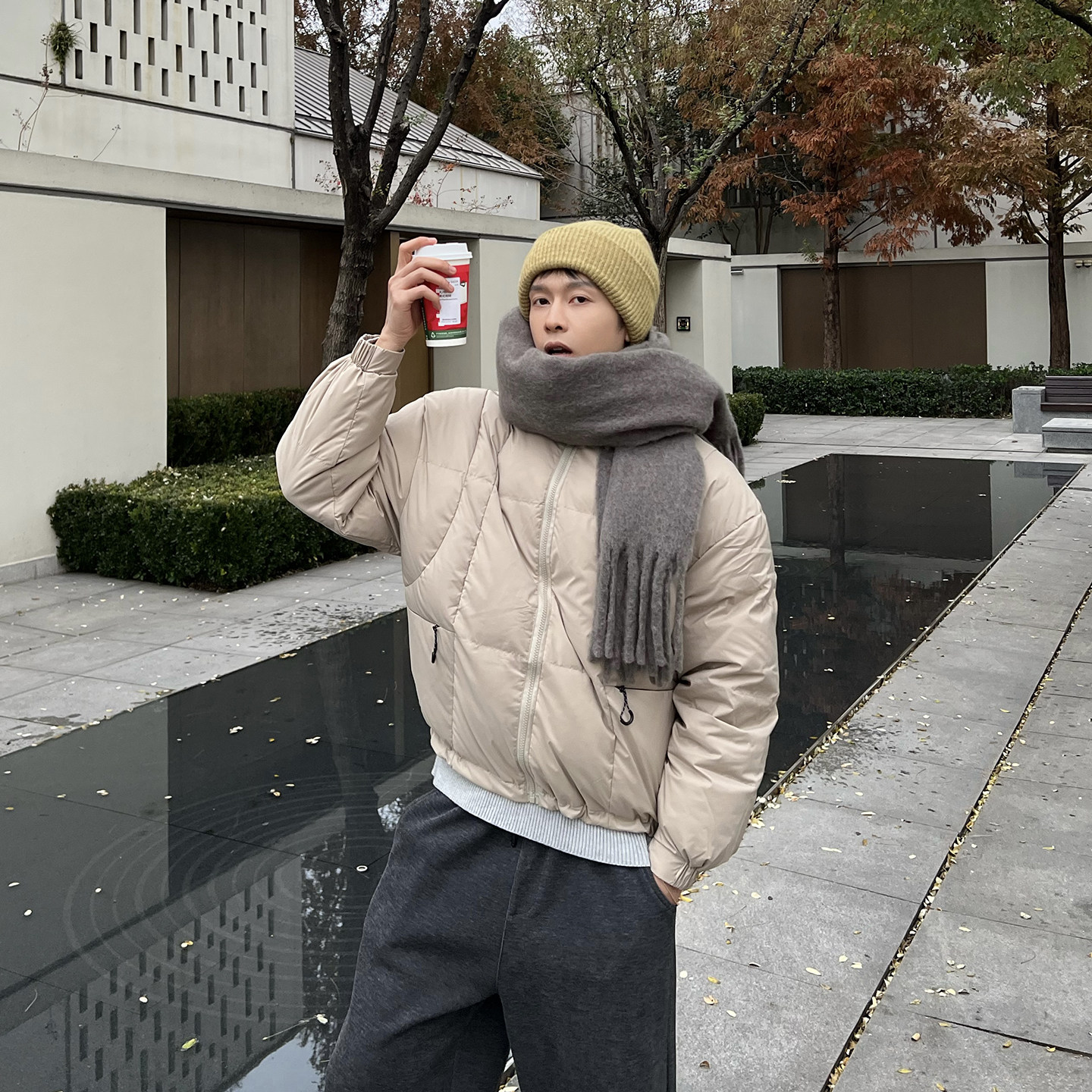 马克斯星球 短款加厚保暖立领羽绒服男冬季新款休闲宽松夹克外套