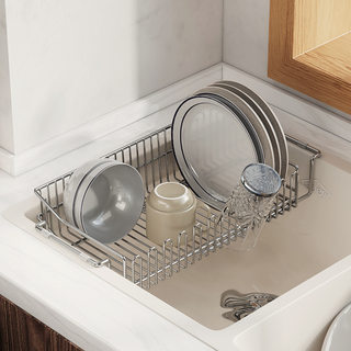 304不锈钢沥水架厨房水槽上方碗碟过滤网洗碗池洗菜盆伸缩碗盘架