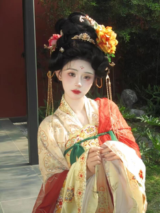 原創(chuàng)漢服復(fù)原風(fēng)敦煌唐制齊胸襦裙女顯瘦國(guó)風(fēng)女夏紅書爆款 新款 絕美