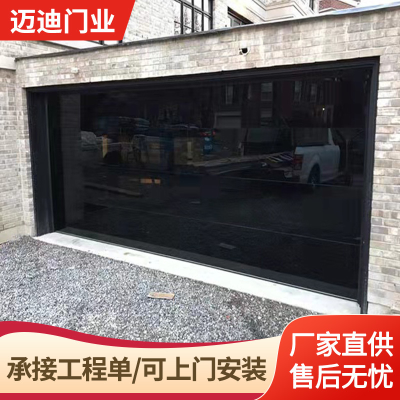 无框玻璃车库门镜面纯平板车库门 4S汽车店透视全膜玻璃翻板门