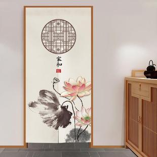 门帘家用卧室隐私遮挡帘玄关厕所挂帘卫生间免打孔隔断帘布帘 中式