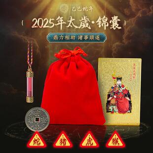 2025乙巳蛇年锦囊吉祥物摆件手绘定制本命年生肖虎猪猴年岁福袋