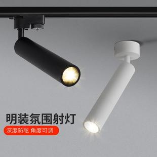 射灯可调角度家用背景墙单个商用吸顶式 明装 轨道灯LED聚光天花灯