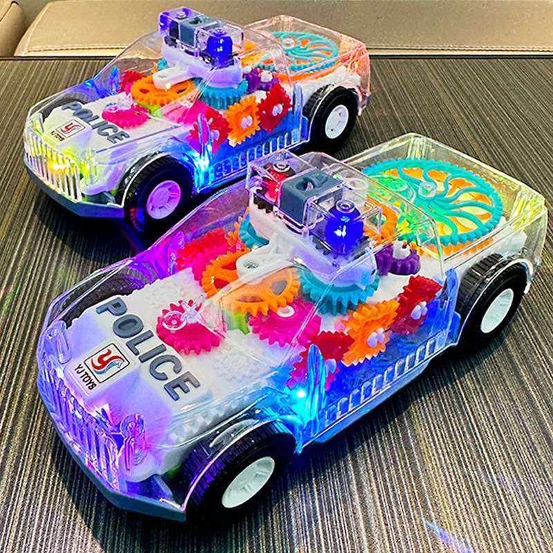 儿童透明齿轮警车益智早教玩具车