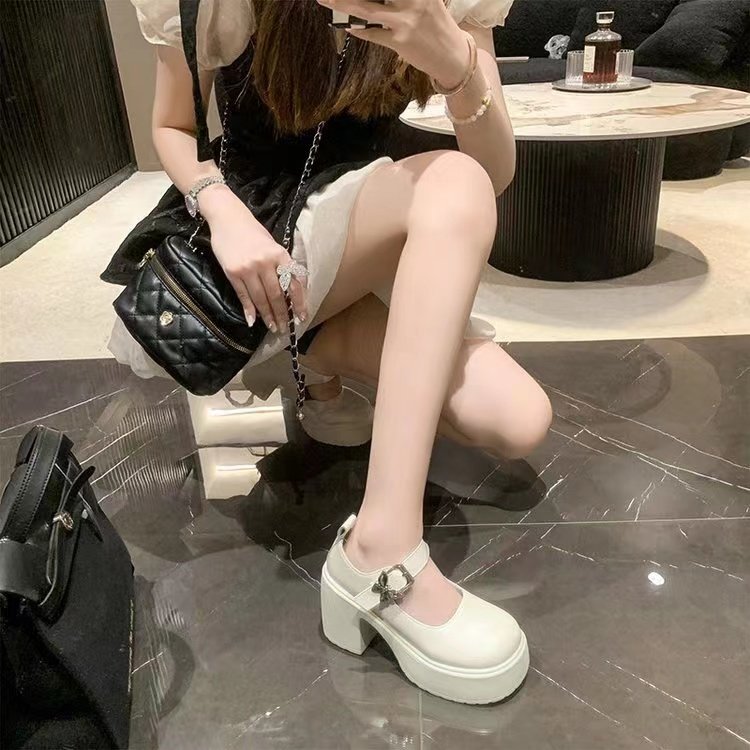 啄木鸟小皮鞋女士2025新款蝴蝶黑色jk单鞋厚底婚鞋防滑玛丽珍鞋