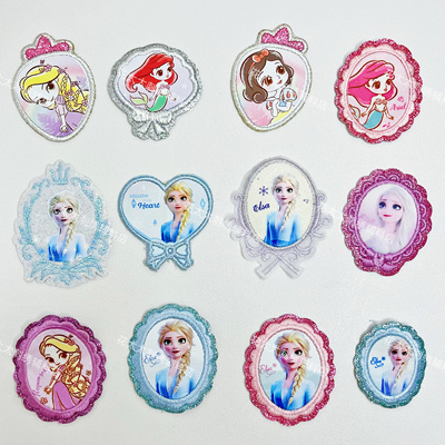 冰雪奇缘艾莎公主刺绣布贴绣章可爱卡通童装补丁装饰辅料手缝无胶