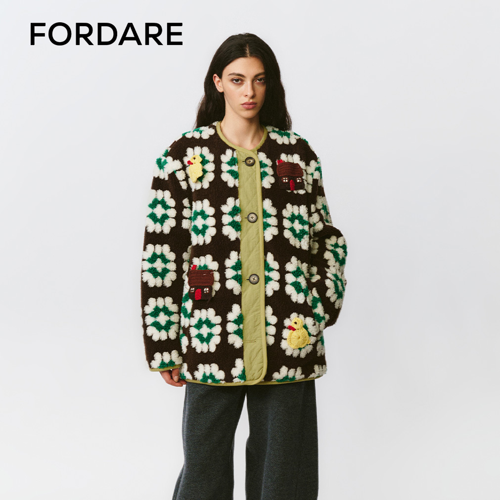 FORDARE/福蝶25秋冬祖母格正反两穿棉服外套