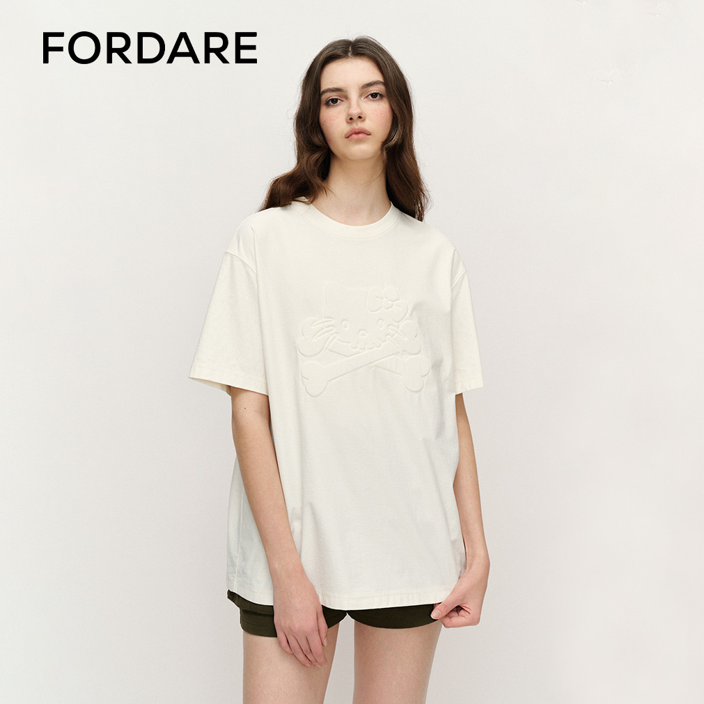 FORDARE恶搞KITTY立体压花短T