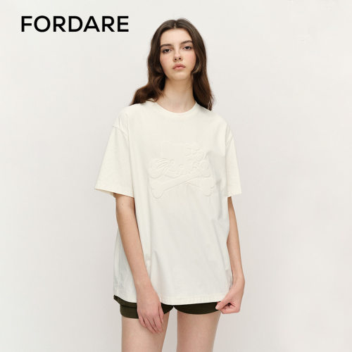 FORDARE恶搞KITTY立体压花短T