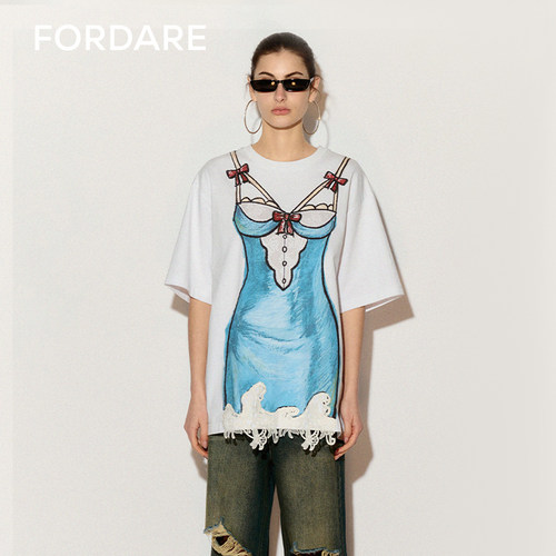 FORDARE趣味手绘全棉连衣裙