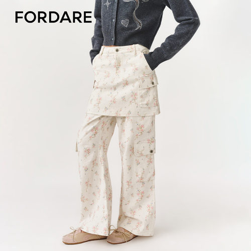 FORDARE/福蝶26早春碎花假两件裙裤