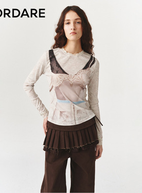 FORDARE/福蝶26早春蕾丝内衣叠穿3D感印花打底衫