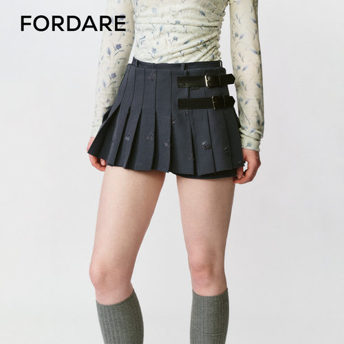 FORDARE/福蝶25早秋樱桃刺绣真两件百褶裙裤