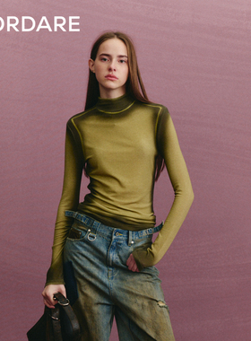 FORDARE/福蝶24秋冬绿色渐变羊毛针织打底衫