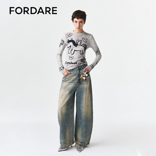 FORDARE/福蝶26新年款“马上有钱”印花打底衫