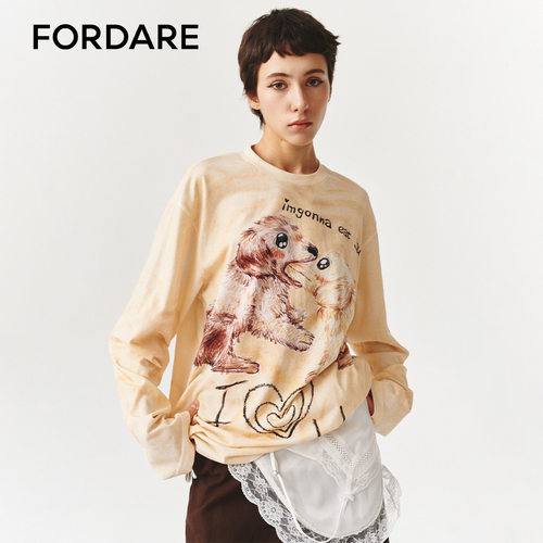 FORDARE/福蝶26春夏涂鸦感一口吃掉你长袖T恤