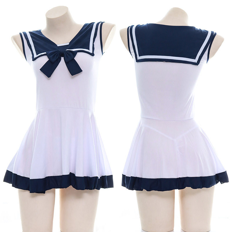 水手服睡裙 日系学生蝴蝶结JK制服睡衣长款性感家居服