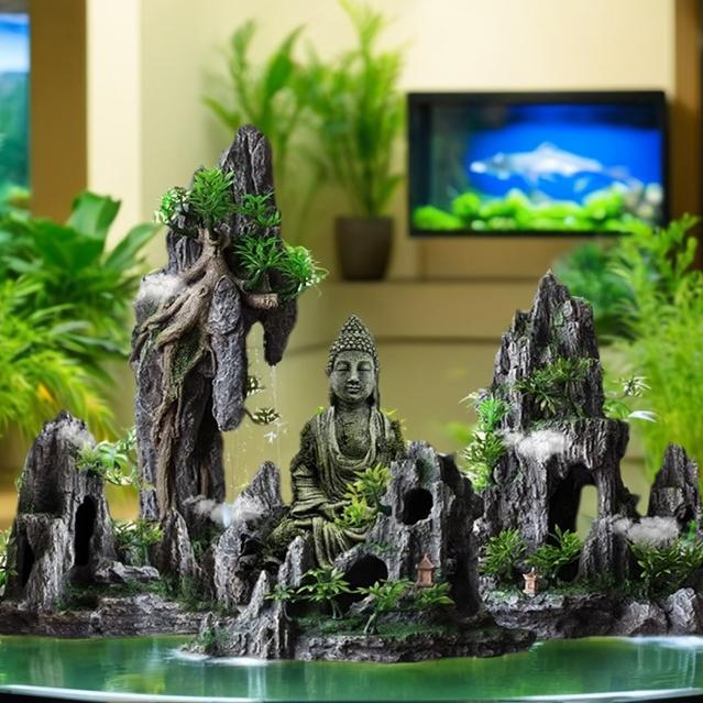 鱼缸造景装饰假山套餐水草石头摆件水族布景内饰小虾窝躲避屋全套