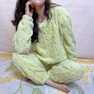 促销 加厚加绒网红女生情侣休闲套装 时尚 睡衣男冬季 色提花套装 新品